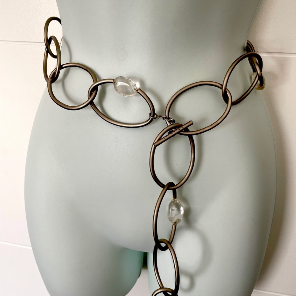 Chanel Vintage chain CHANEL Logo Chain Waist Belt Silver with clear white stones